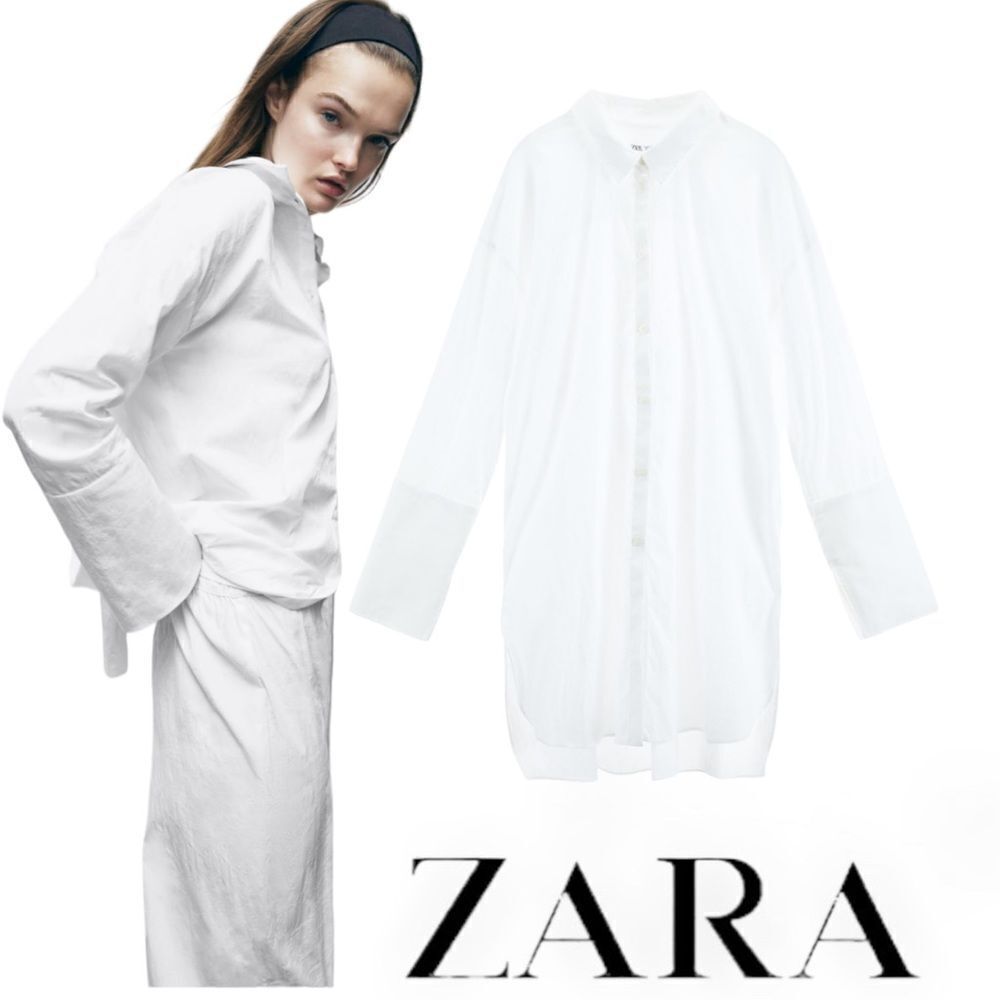 ZARA | White | JACQUARD SHIRT WITH VENTS